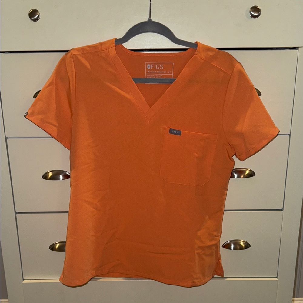 Figs Women's Catarina Scrub top in Bright Orange